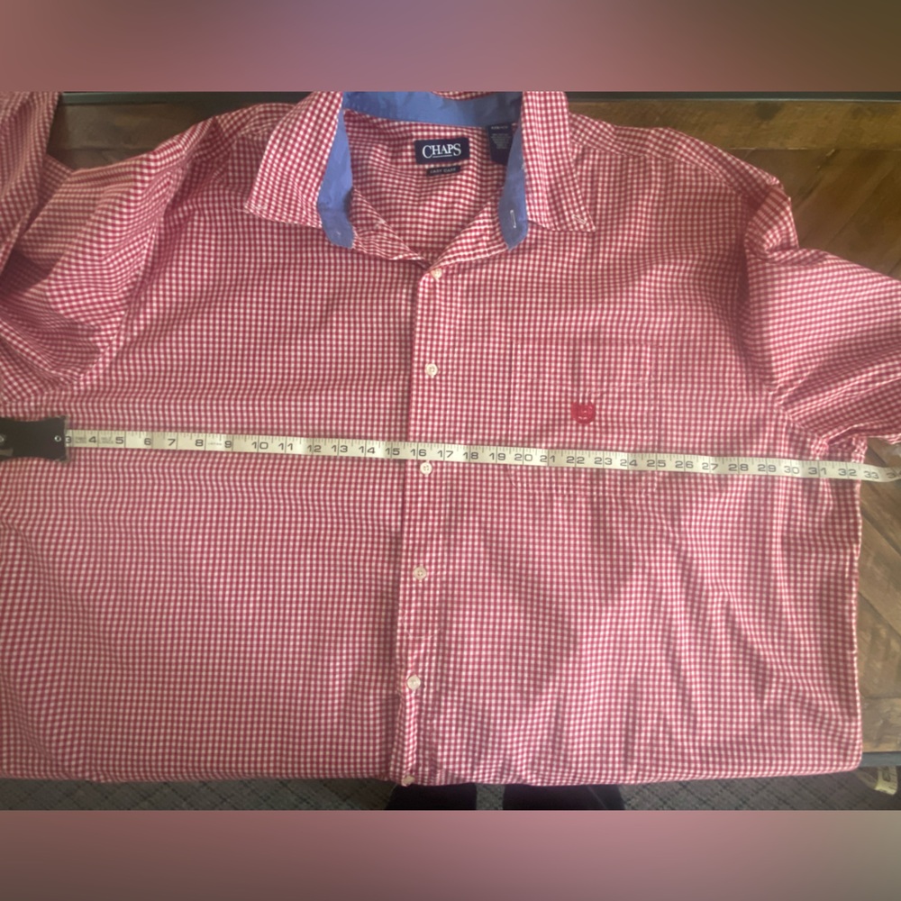 Chaps Men’s Red and White Gingham Button-Down Shirt - Picture 6 of 9